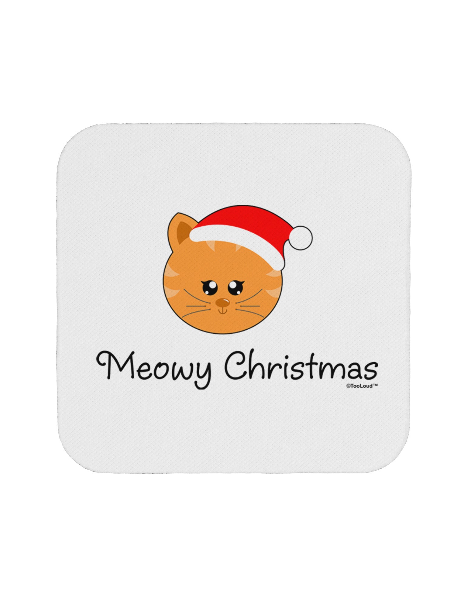 Meowy Christmas Cute Cat Santa Hat Coaster-Coasters-TooLoud-White-Davson Sales