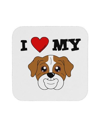 I Heart My - Cute Bulldog - Red Coaster by TooLoud-Coasters-TooLoud-White-Davson Sales