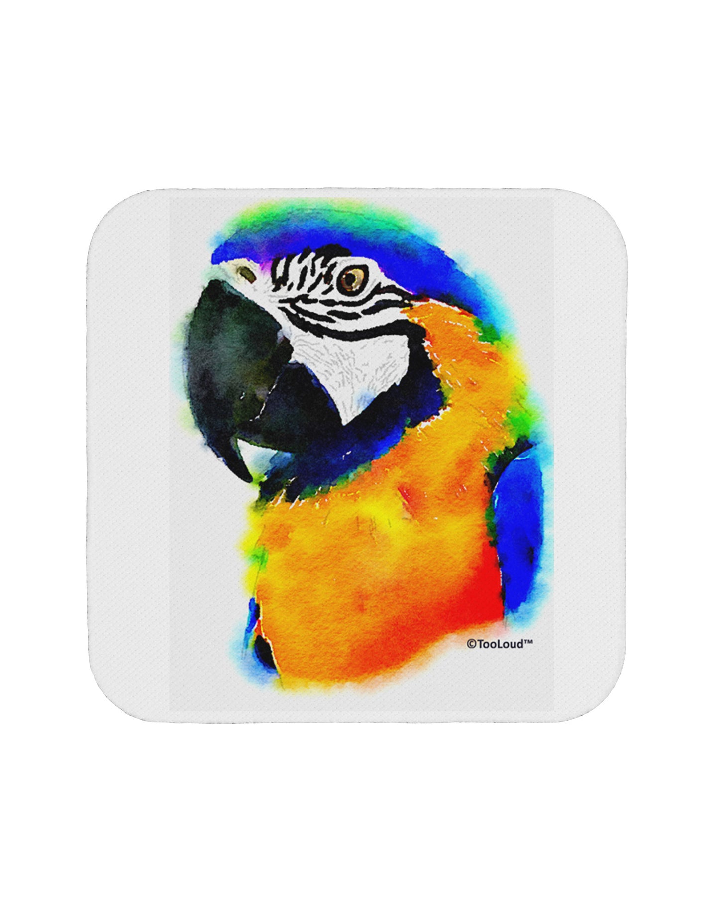 Brightly Colored Parrot Watercolor Coaster-Coasters-TooLoud-White-Davson Sales