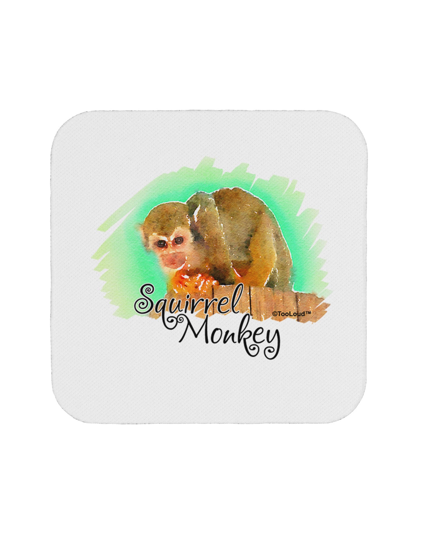 Squirrel Monkey Watercolor Text Coaster-Coasters-TooLoud-White-Davson Sales