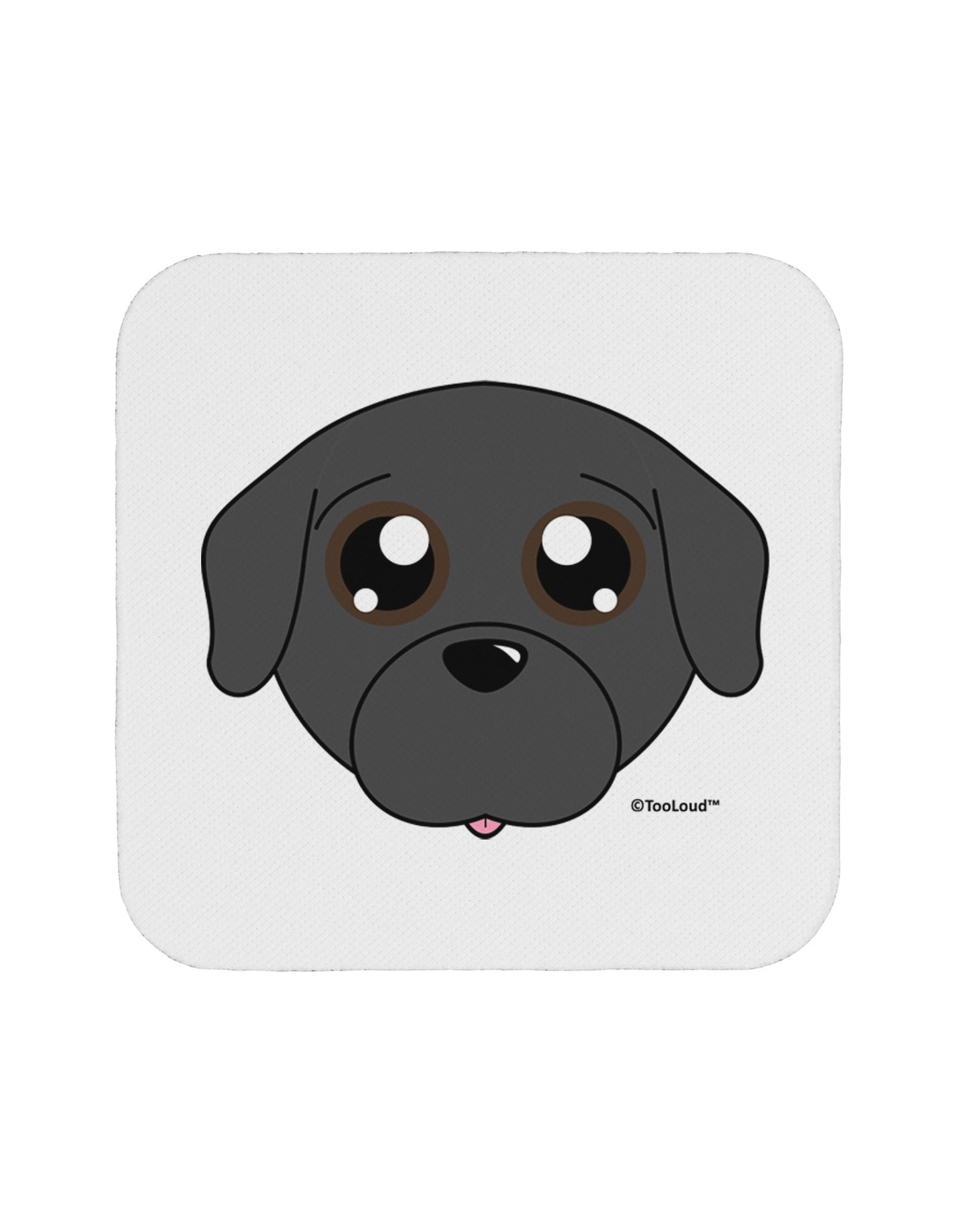 Cute Pug Dog - Black Coaster by TooLoud-Coasters-TooLoud-White-Davson Sales