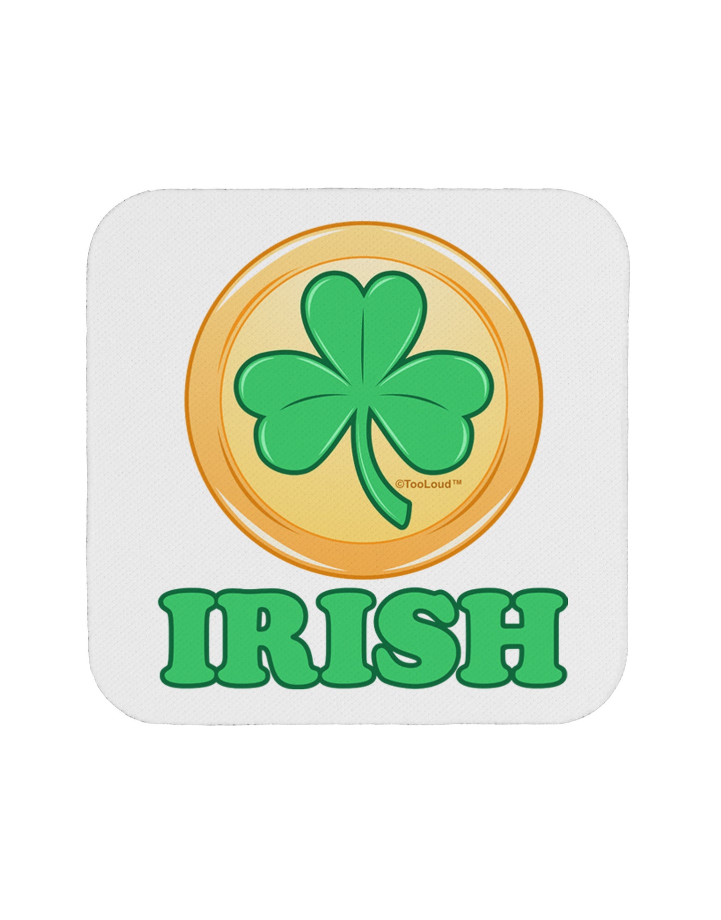 Shamrock Button - Irish Coaster by TooLoud-Coasters-TooLoud-White-Davson Sales