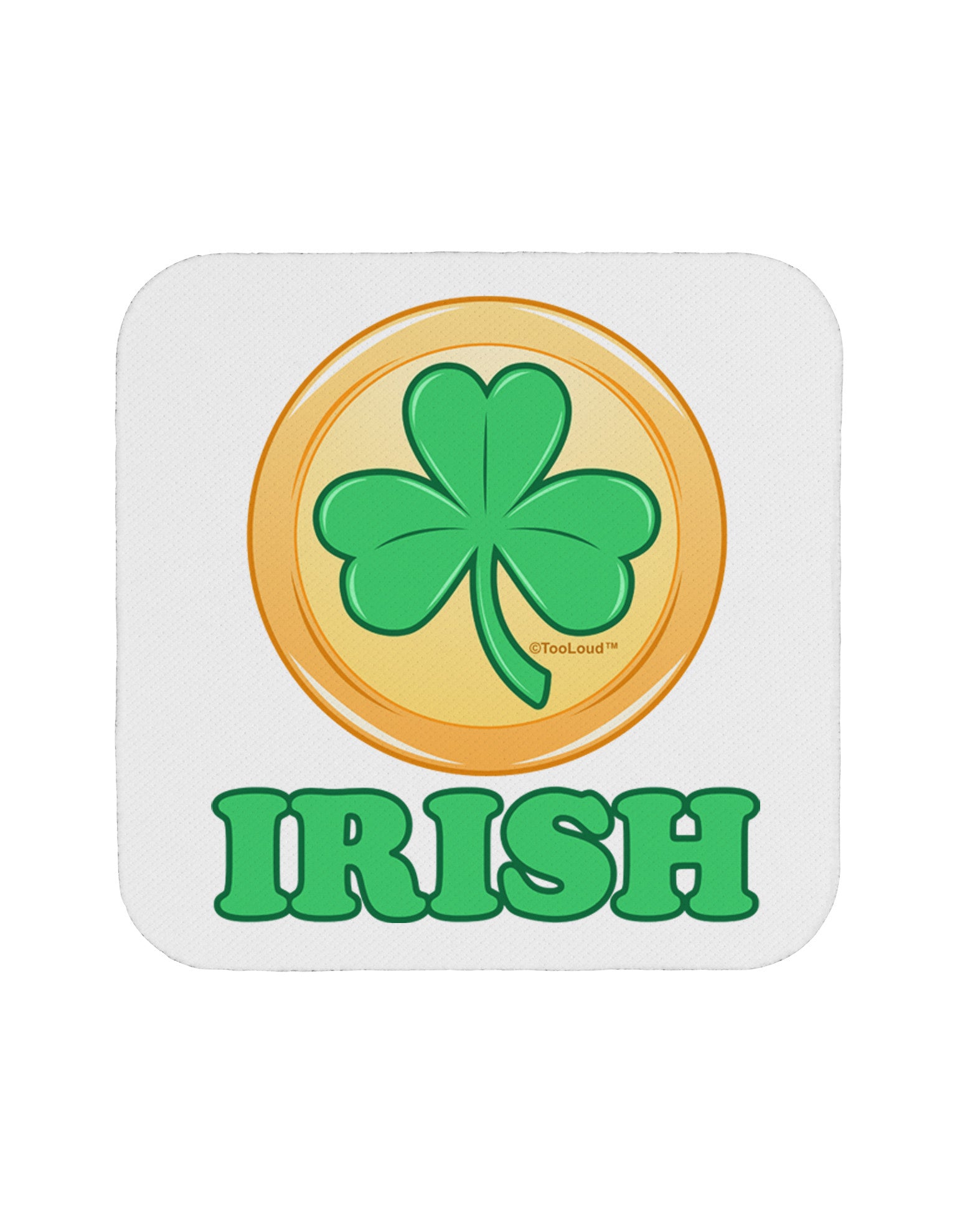 Shamrock Button - Irish Coaster by TooLoud-Coasters-TooLoud-White-Davson Sales
