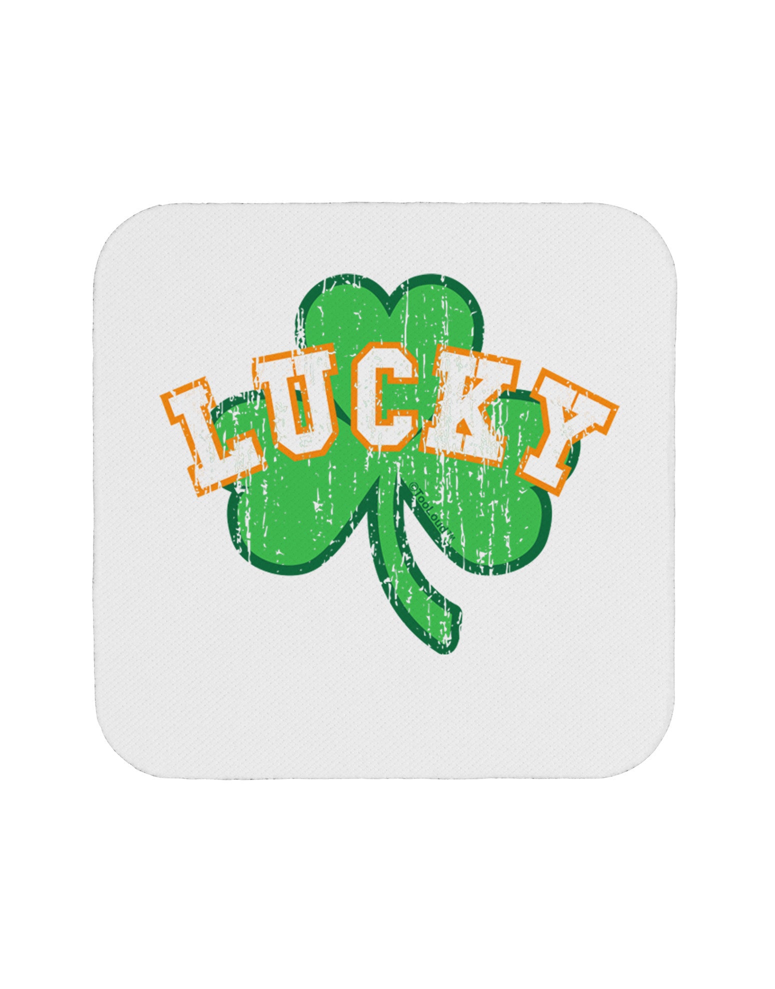 Lucky Shamrock Design Distressed Coaster by TooLoud-Coasters-TooLoud-White-Davson Sales