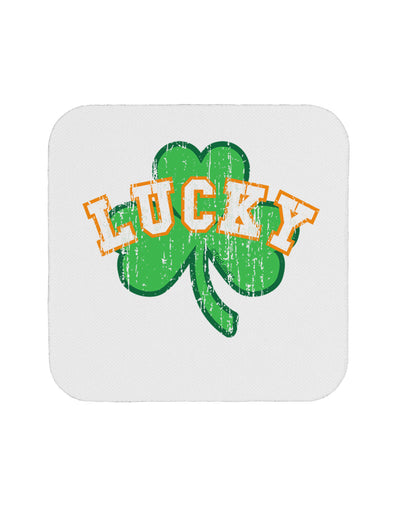 Lucky Shamrock Design Distressed Coaster by TooLoud-Coasters-TooLoud-White-Davson Sales