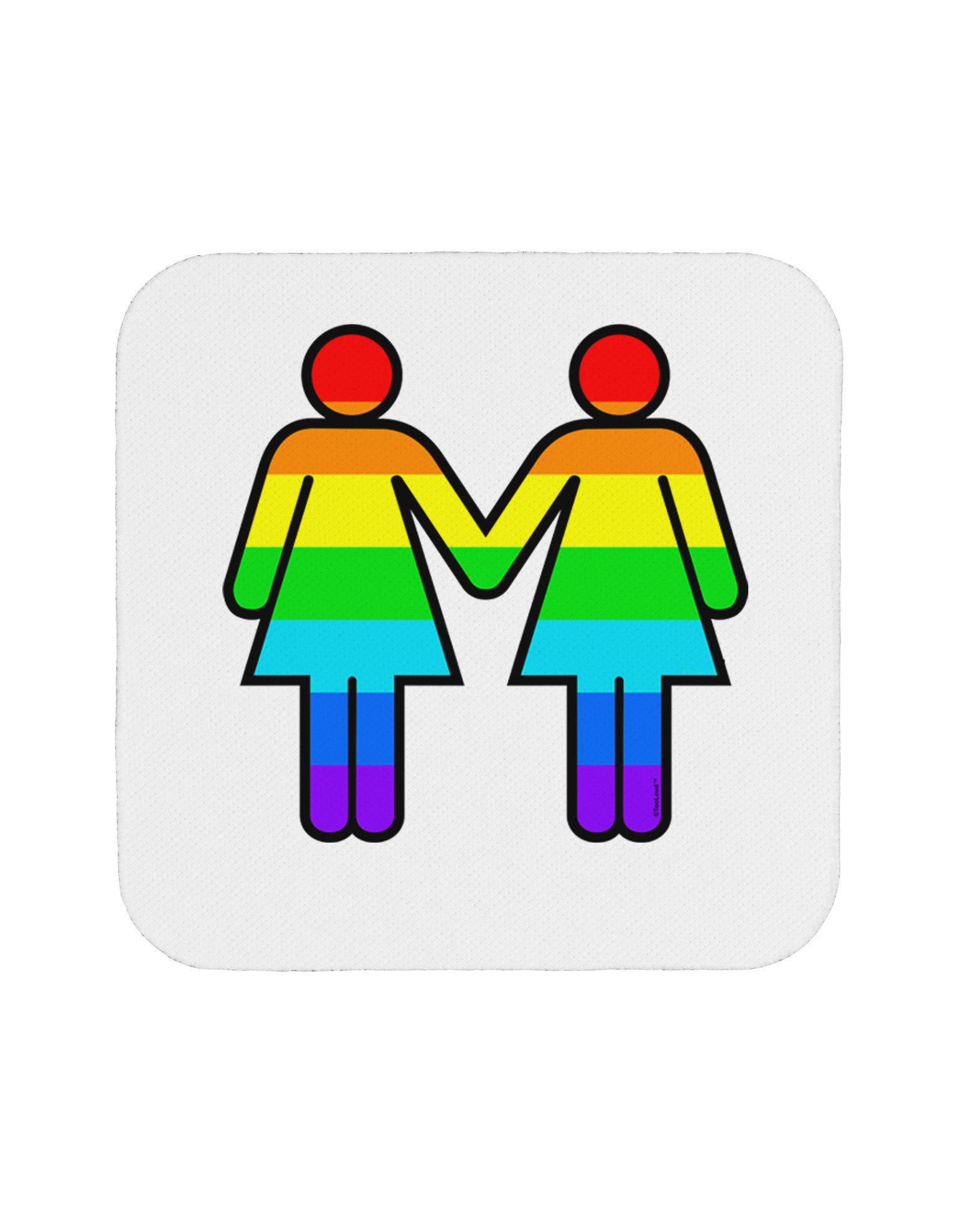 Rainbow Lesbian Women Holding Hands Coaster-Coasters-TooLoud-White-Davson Sales