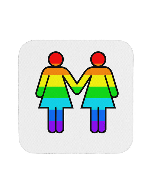 Rainbow Lesbian Women Holding Hands Coaster-Coasters-TooLoud-White-Davson Sales