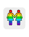 Rainbow Lesbian Women Holding Hands Coaster-Coasters-TooLoud-White-Davson Sales