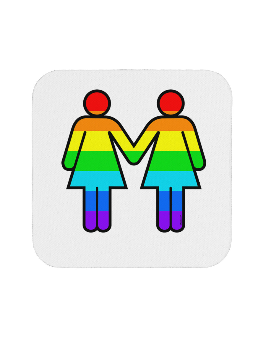 Rainbow Lesbian Women Holding Hands Coaster-Coasters-TooLoud-White-Davson Sales