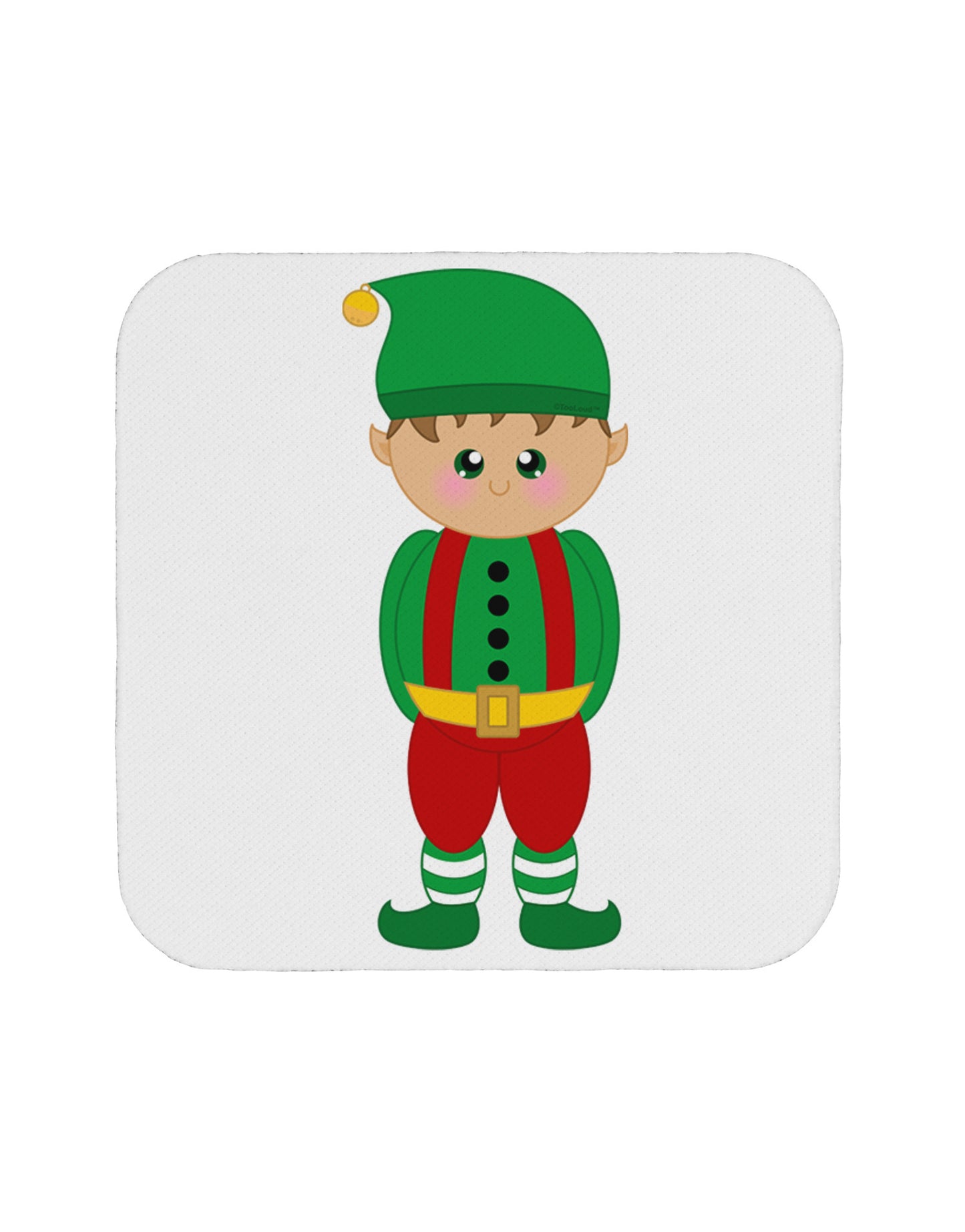 Cute Christmas Elf Boy Coaster-Coasters-TooLoud-White-Davson Sales