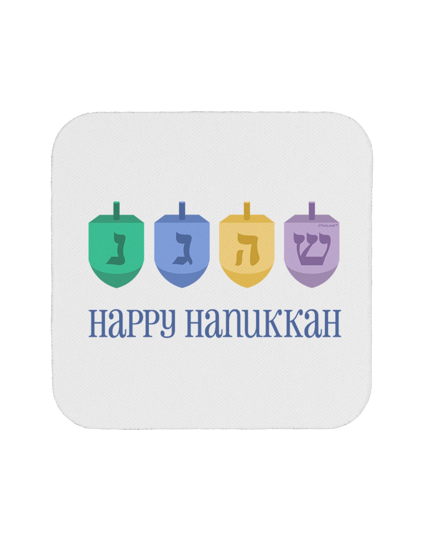 Happy Hanukkah Dreidels Coaster-Coasters-TooLoud-White-Davson Sales