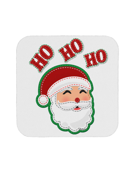 Ho Ho Ho Santa Claus Face Faux Applique Coaster-Coasters-TooLoud-White-Davson Sales