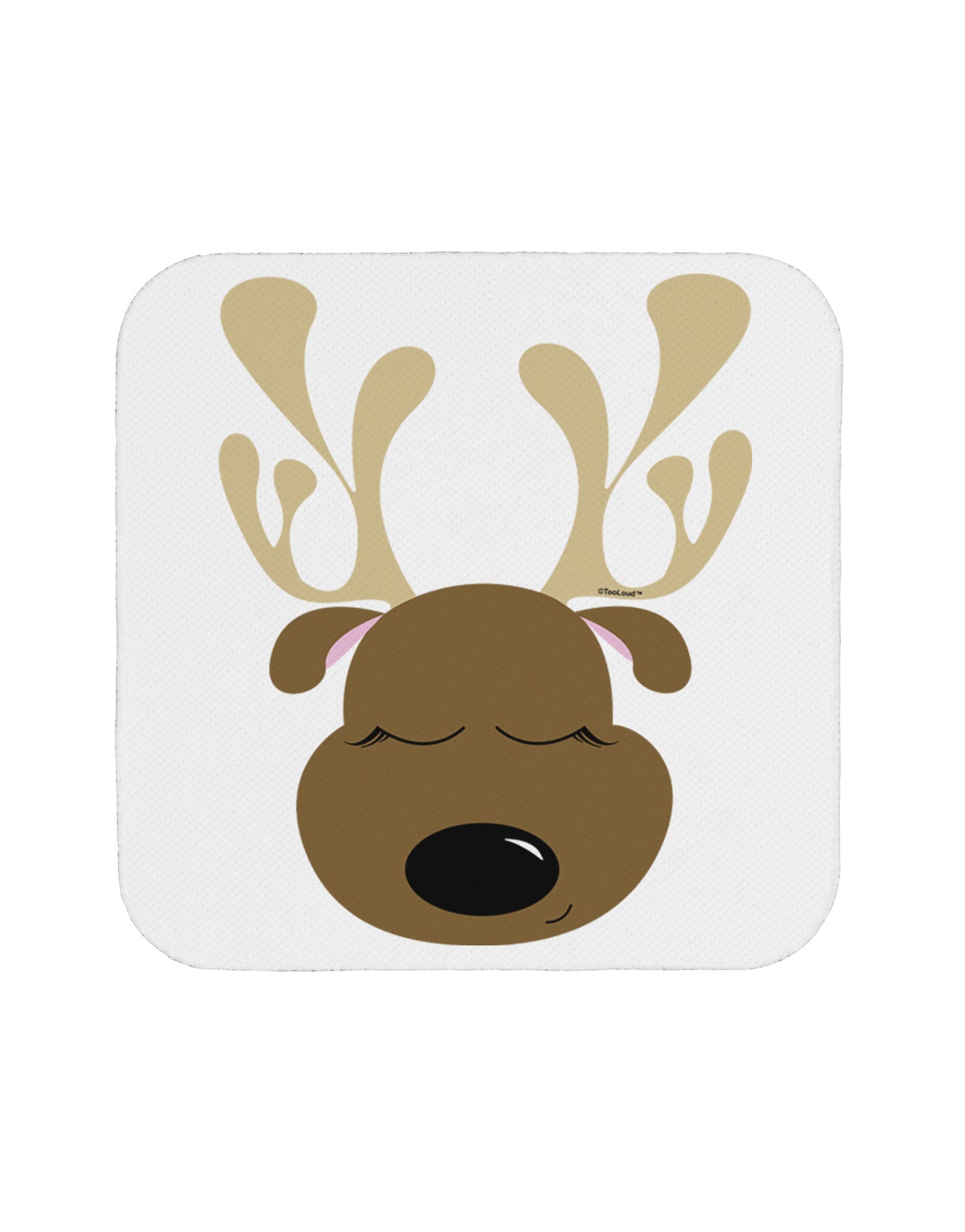 Cute Reindeer Face Christmas Coaster-Coasters-TooLoud-White-Davson Sales