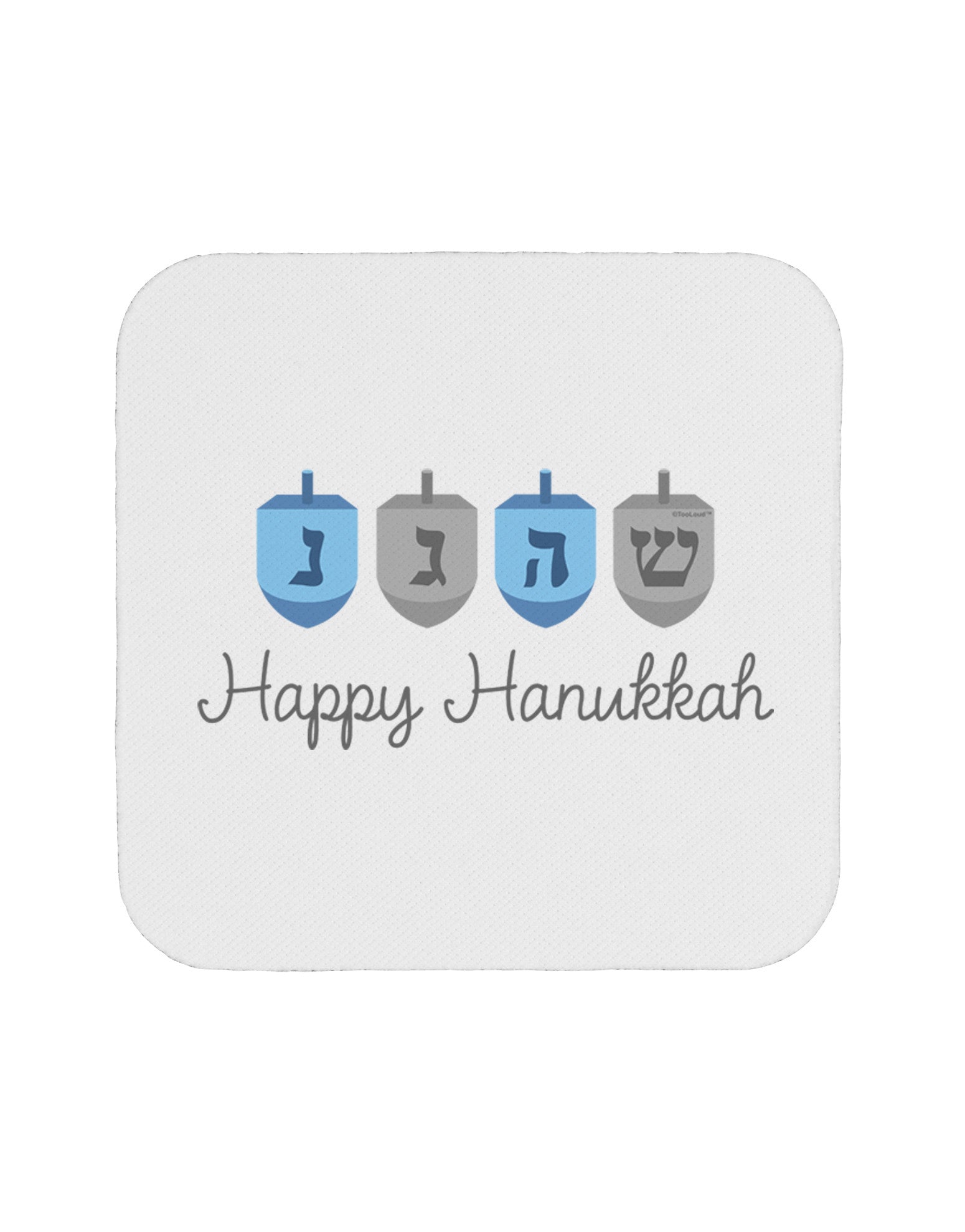 Happy Hanukkah Blue Dreidels Coaster-Coasters-TooLoud-White-Davson Sales