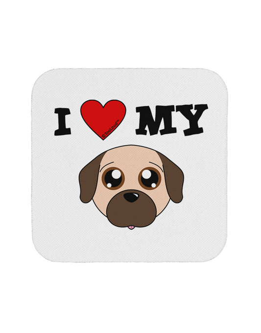 I Heart My - Cute Pug Dog - Fawn Coaster by TooLoud-Coasters-TooLoud-White-Davson Sales