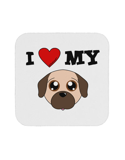 I Heart My - Cute Pug Dog - Fawn Coaster by TooLoud-Coasters-TooLoud-White-Davson Sales