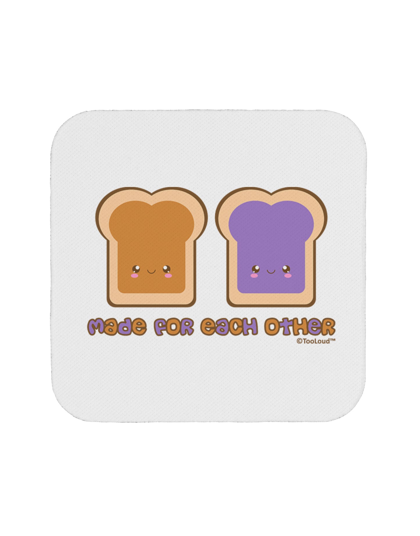 Cute PB and J Design - Made for Each Other Coaster by TooLoud-Coasters-TooLoud-White-Davson Sales