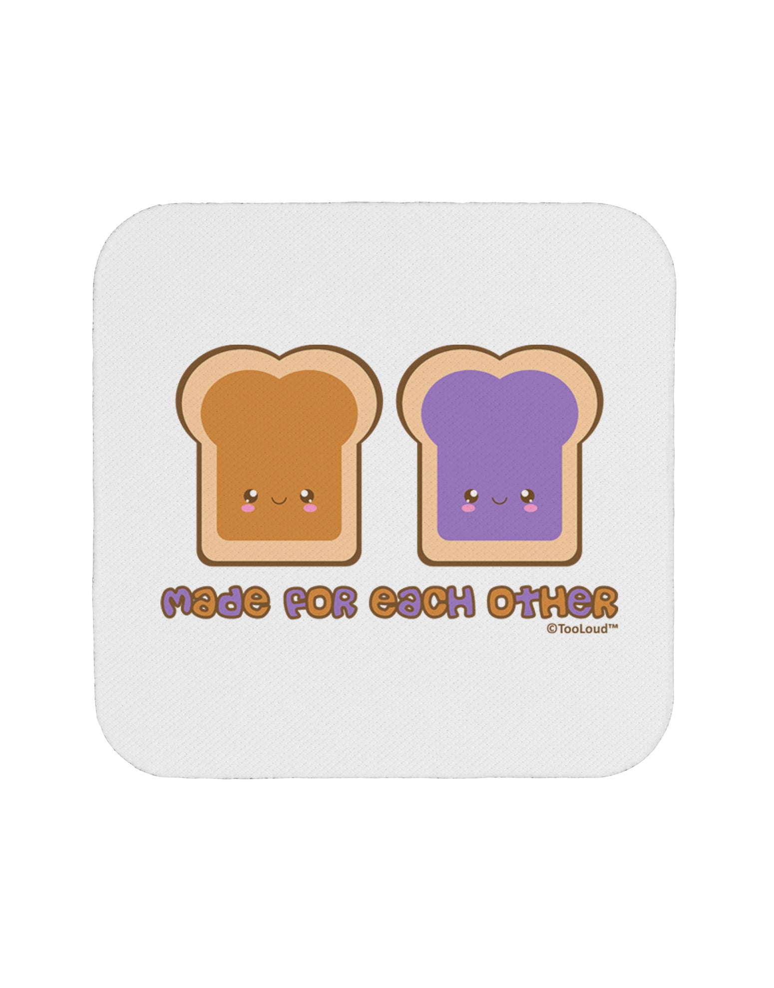 Cute PB and J Design - Made for Each Other Coaster by TooLoud-Coasters-TooLoud-White-Davson Sales