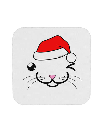 Kyu-T Face Kattio Santa Hat Boy Cat Coaster-Coasters-TooLoud-White-Davson Sales