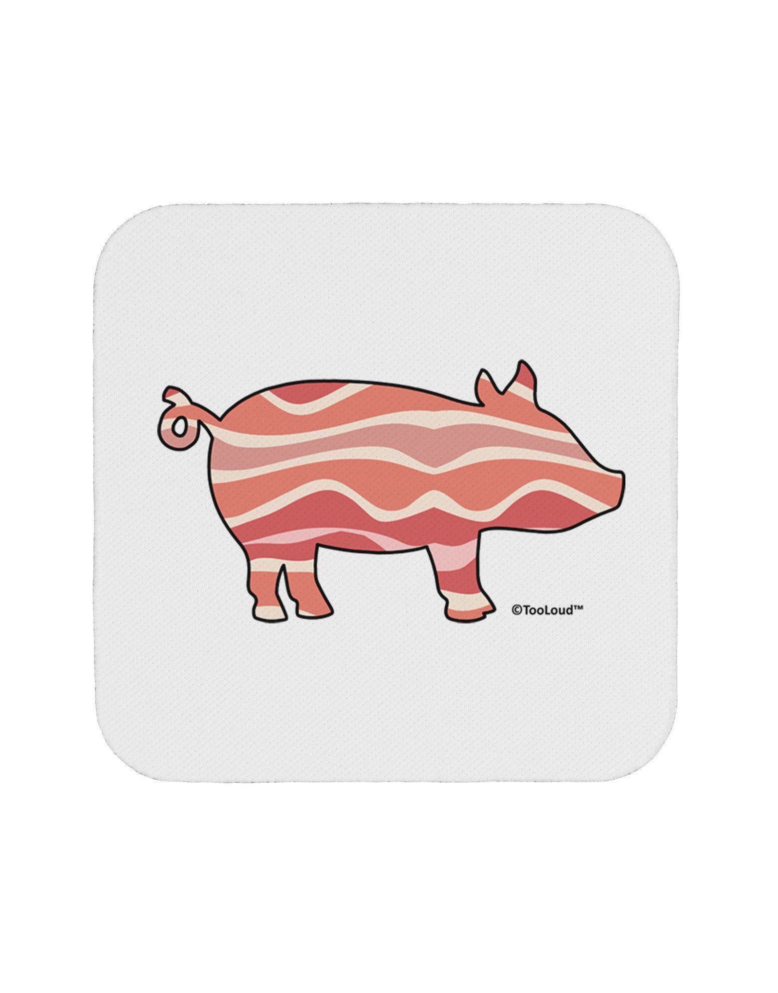 Bacon Pig Silhouette Coaster by TooLoud-Coasters-TooLoud-White-Davson Sales
