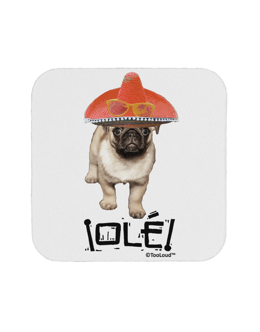 Pug Dog with Pink Sombrero - Ole Coaster by TooLoud-Coasters-TooLoud-White-Davson Sales
