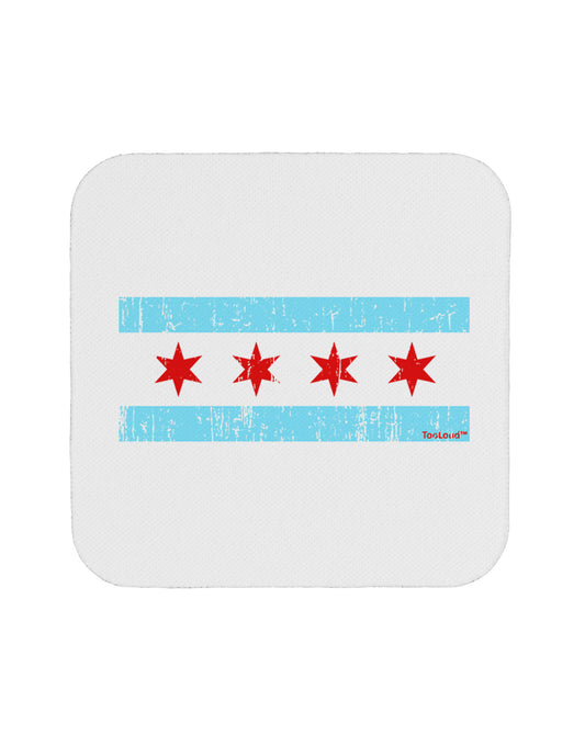 Distressed Chicago Flag Design Coaster by TooLoud-Coasters-TooLoud-White-Davson Sales