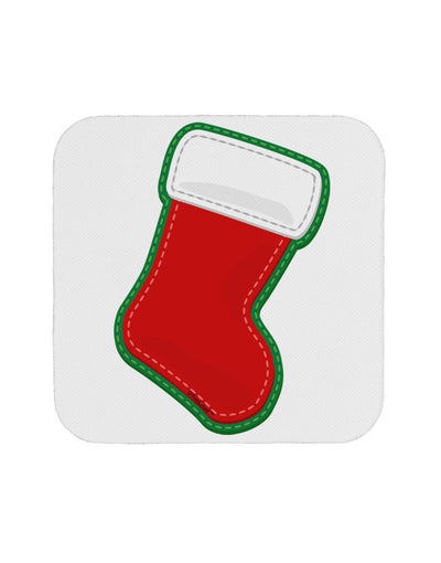 Cute Faux Applique Christmas Stocking Coaster-Coasters-TooLoud-White-Davson Sales