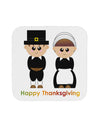 Cute Pilgrim Couple Happy Thanksgiving Coaster-Coasters-TooLoud-White-Davson Sales