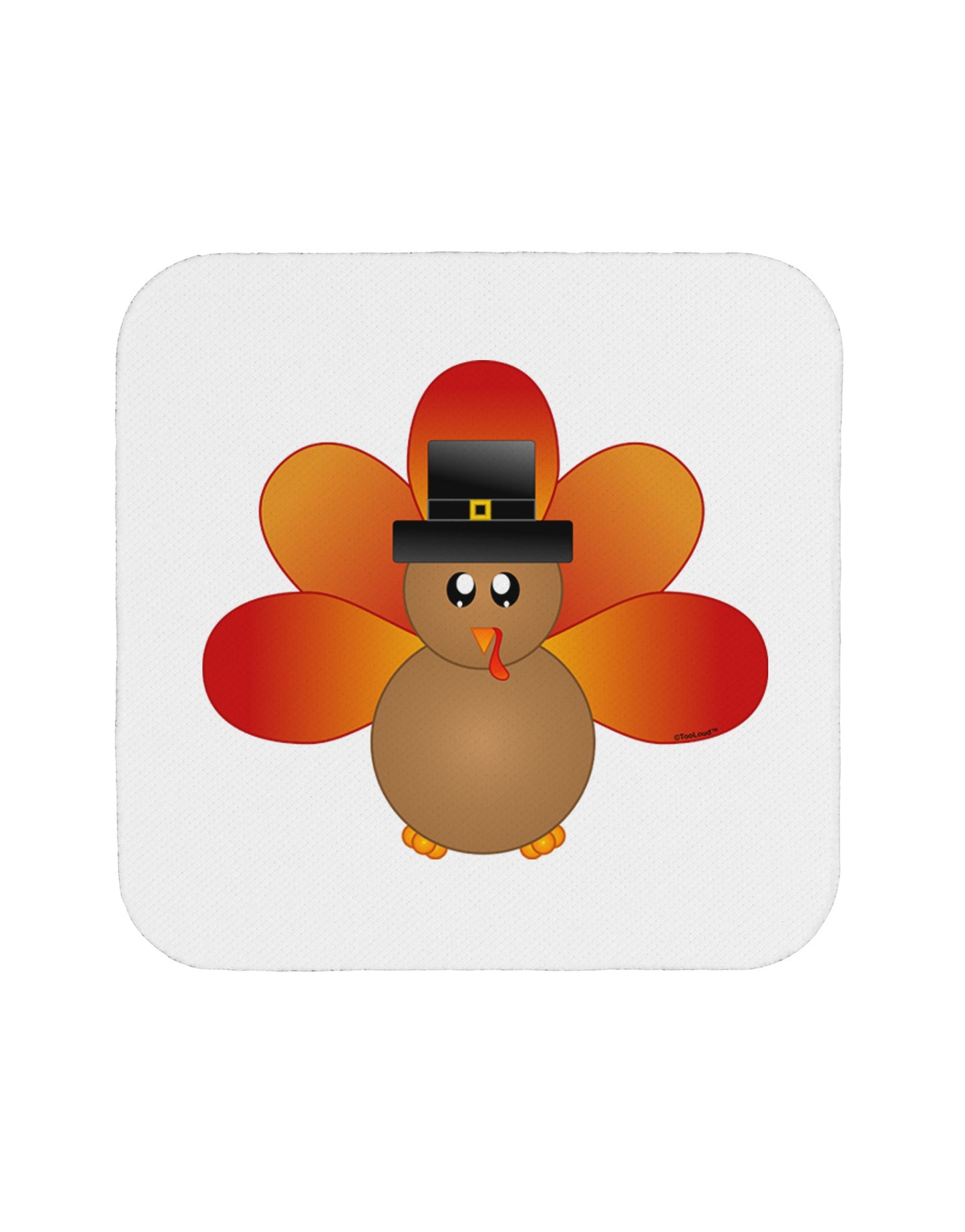 Cute Pilgrim Turkey Thanksgiving Coaster-Coasters-TooLoud-White-Davson Sales