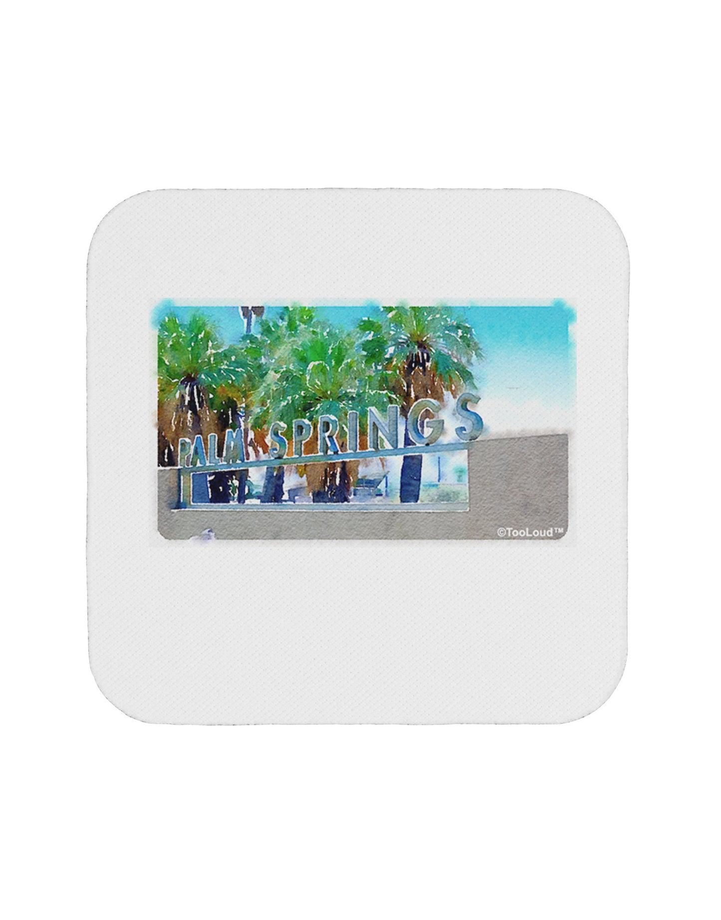 Palm Springs Watercolor Coaster-Coasters-TooLoud-White-Davson Sales
