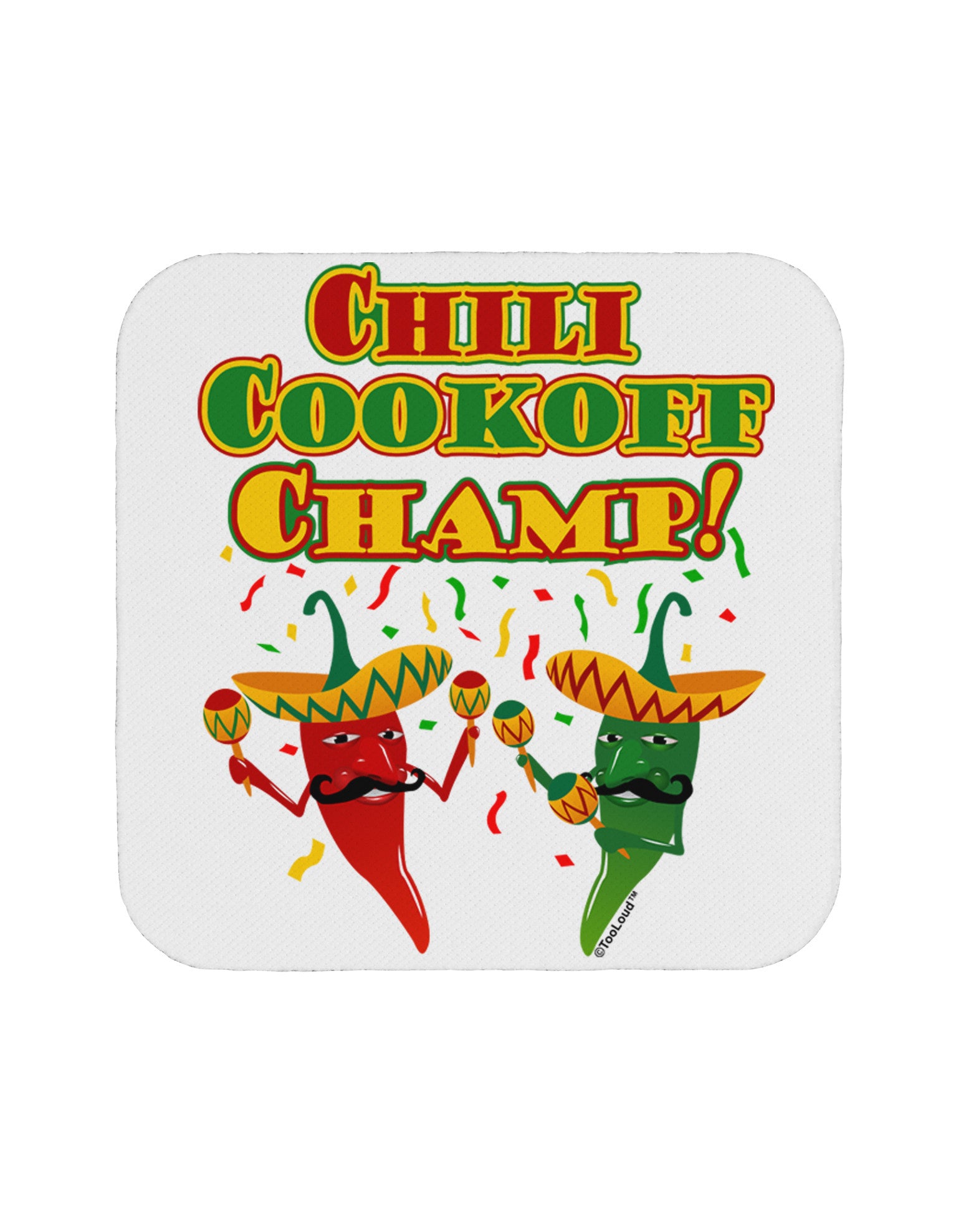 Chili Cookoff Champ! Chile Peppers Coaster-Coasters-TooLoud-White-Davson Sales