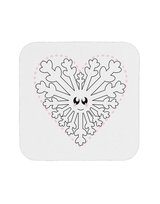 Heart Snowflake Christmas Coaster-Coasters-TooLoud-White-Davson Sales