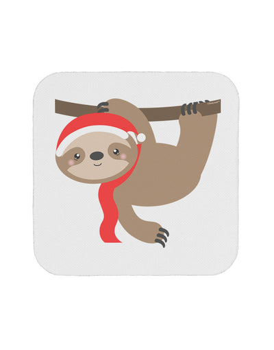 Cute Christmas Sloth with Santa Hat Coaster-Coasters-TooLoud-White-Davson Sales