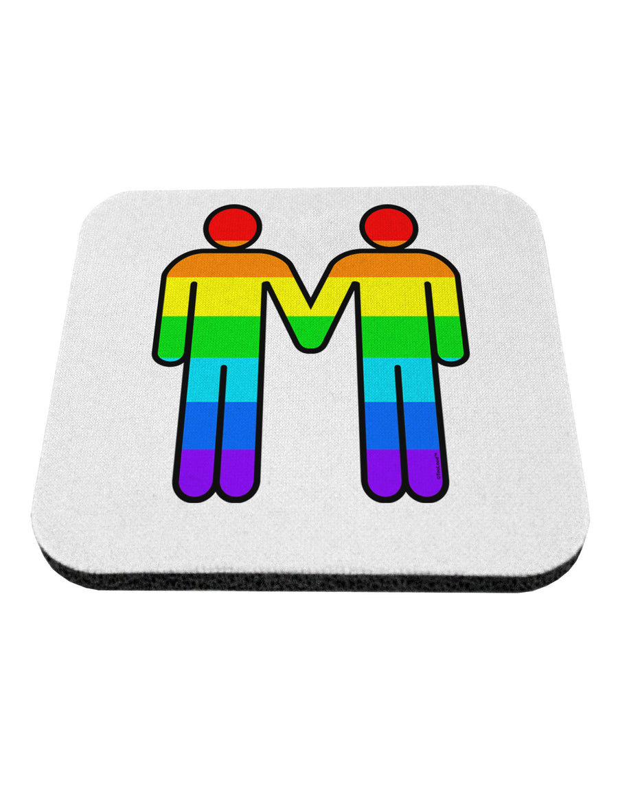 Rainbow Gay Men Holding Hands Coaster-Coasters-TooLoud-White-Davson Sales