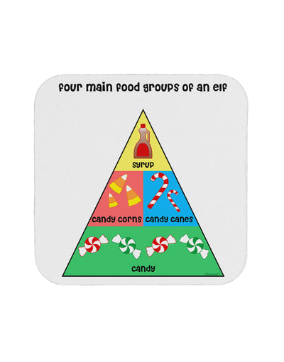 Four Main Food Groups of an Elf - Christmas Coaster-Coasters-TooLoud-White-Davson Sales