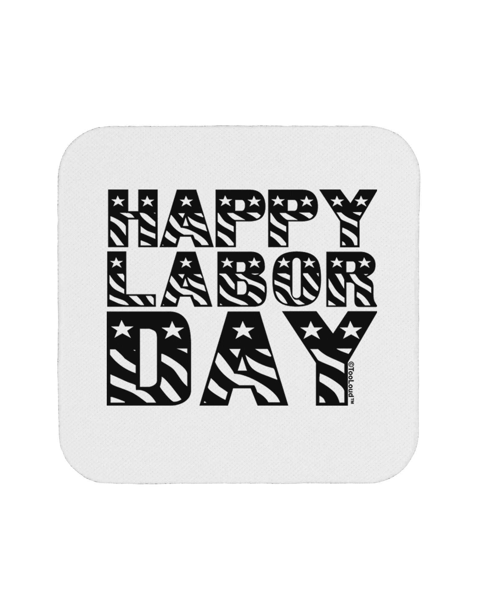 Happy Labor Day Text Coaster-Coasters-TooLoud-White-Davson Sales
