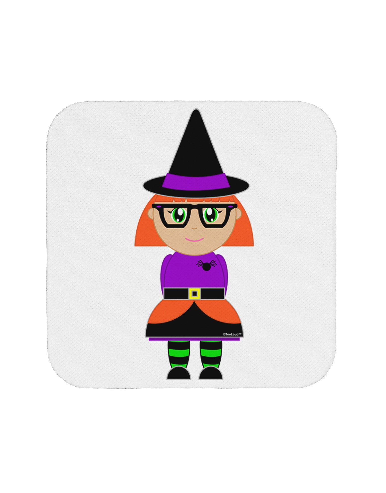 Cute Witch Halloween Coaster-Coasters-TooLoud-White-Davson Sales