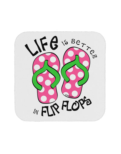 Life is Better in Flip Flops - Pink and Green Coaster-Coasters-TooLoud-White-Davson Sales