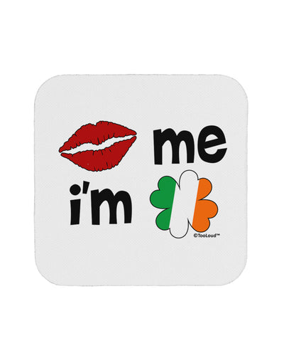 Kiss and Irish Flag Shamrock - Kiss Me I'm Irish Coaster by TooLoud-Coasters-TooLoud-White-Davson Sales