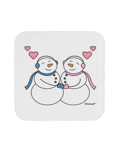 Cute Snowman and Snowwoman Couple Coaster by TooLoud-Coasters-TooLoud-White-Davson Sales