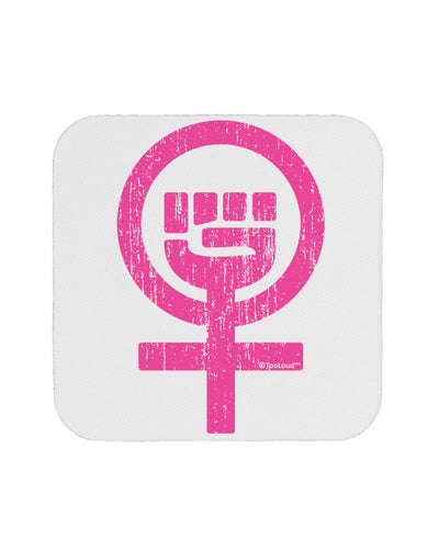 Pink Distressed Feminism Symbol Coaster-Coasters-TooLoud-White-Davson Sales