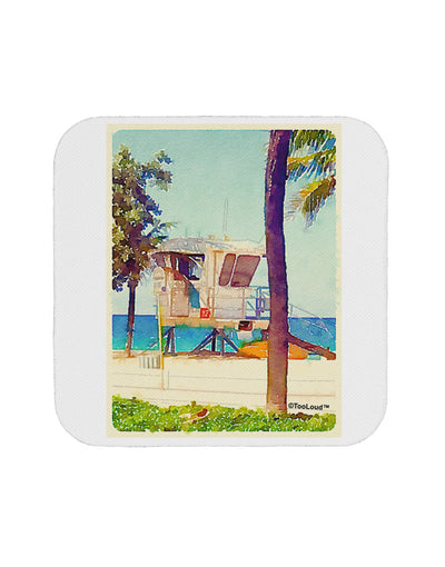 Lifeguard Station Watercolor Coaster-Coasters-TooLoud-White-Davson Sales