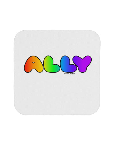 LGBT Ally Rainbow Text Coaster by TooLoud-Coasters-TooLoud-White-Davson Sales