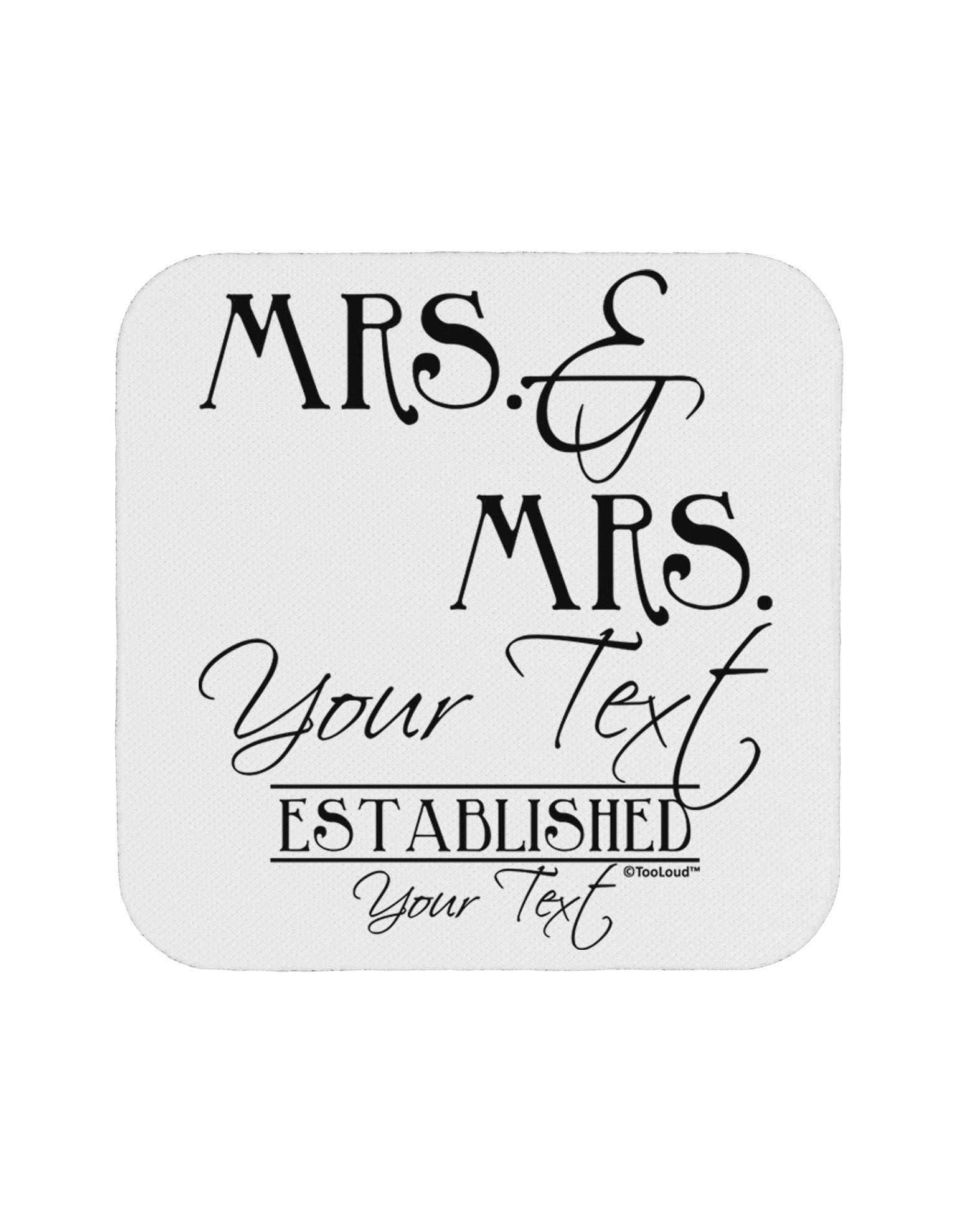 Personalized Mrs and Mrs Lesbian Wedding - Name- Established -Date- Design Coaster-Coasters-TooLoud-White-Davson Sales