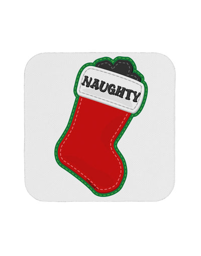 Naughty Coal Cute Christmas Stocking Coaster-Coasters-TooLoud-White-Davson Sales