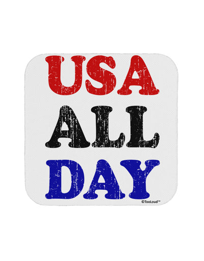 USA All Day - Distressed Patriotic Design Coaster by TooLoud-Coasters-TooLoud-White-Davson Sales