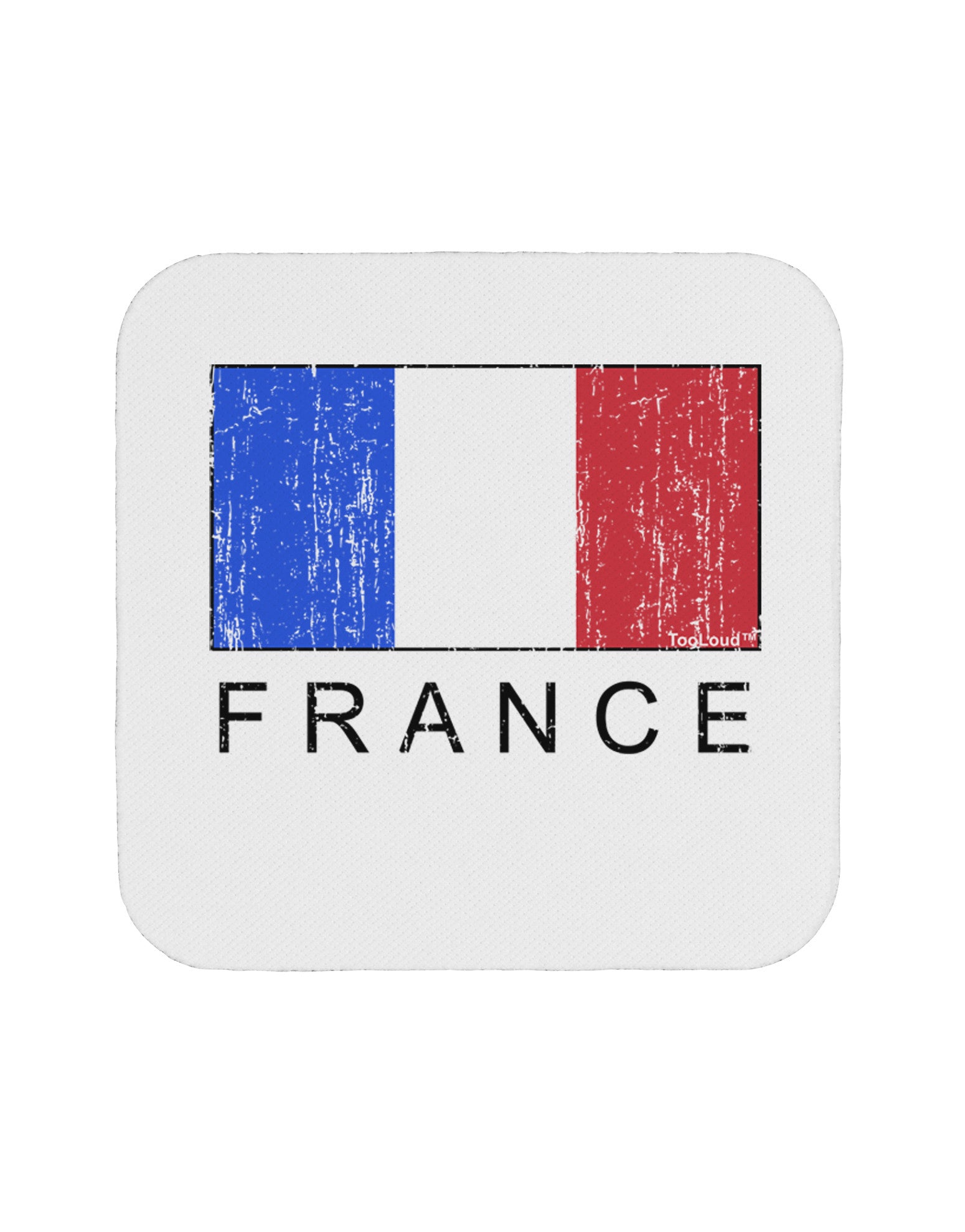 French Flag - France Text Distressed Coaster by TooLoud-Coasters-TooLoud-White-Davson Sales