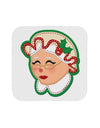 Cute Mrs Claus Face Faux Applique Coaster-Coasters-TooLoud-White-Davson Sales