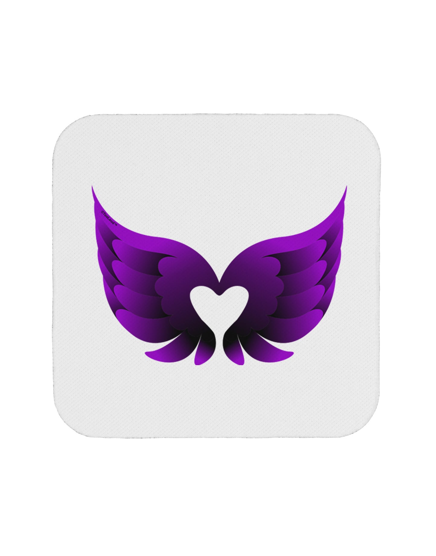 Cute Dark Angel Wings Black and Purple Heart Coaster-Coasters-TooLoud-White-Davson Sales