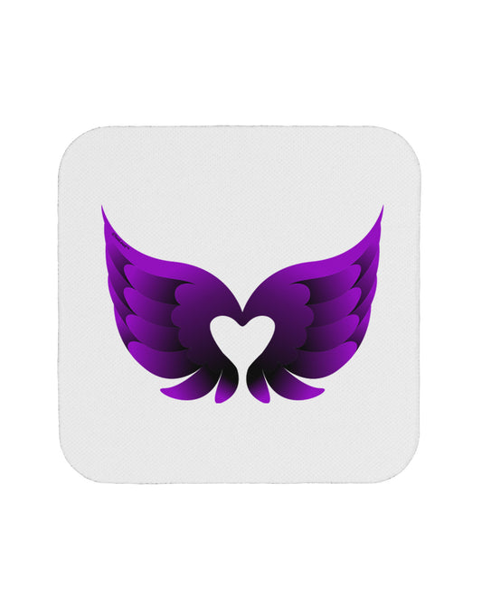 Cute Dark Angel Wings Black and Purple Heart Coaster-Coasters-TooLoud-White-Davson Sales
